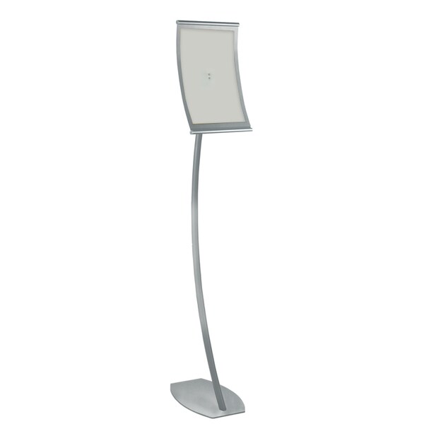 8.5"W x 14"H Curved Metal Frame Floor Stand. Overall Height: 58"